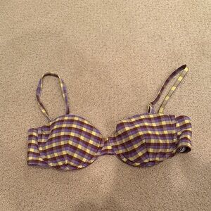 Tory Burch Checkered Swim Top - Purple and Yellow